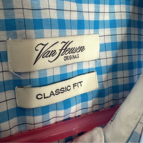 Van Heusen Originals Shirt Button-Down Blue & White Size Large - Picture 8 of 16